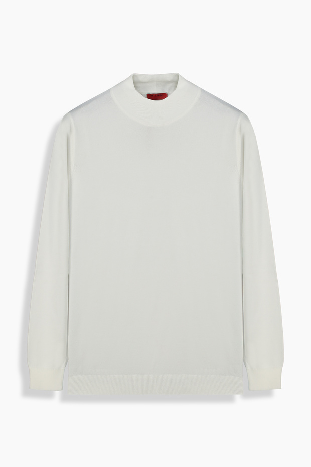 Interview Slim Fit Soft Woven Fabric Half Fisherman Sweater