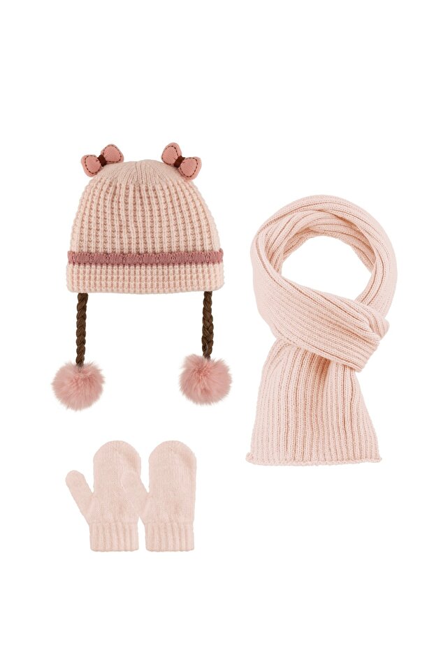 Knitted beanie glove set