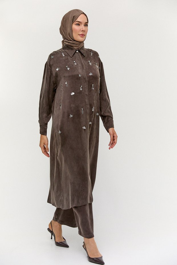 Pullu Dokulu Floş Tunik