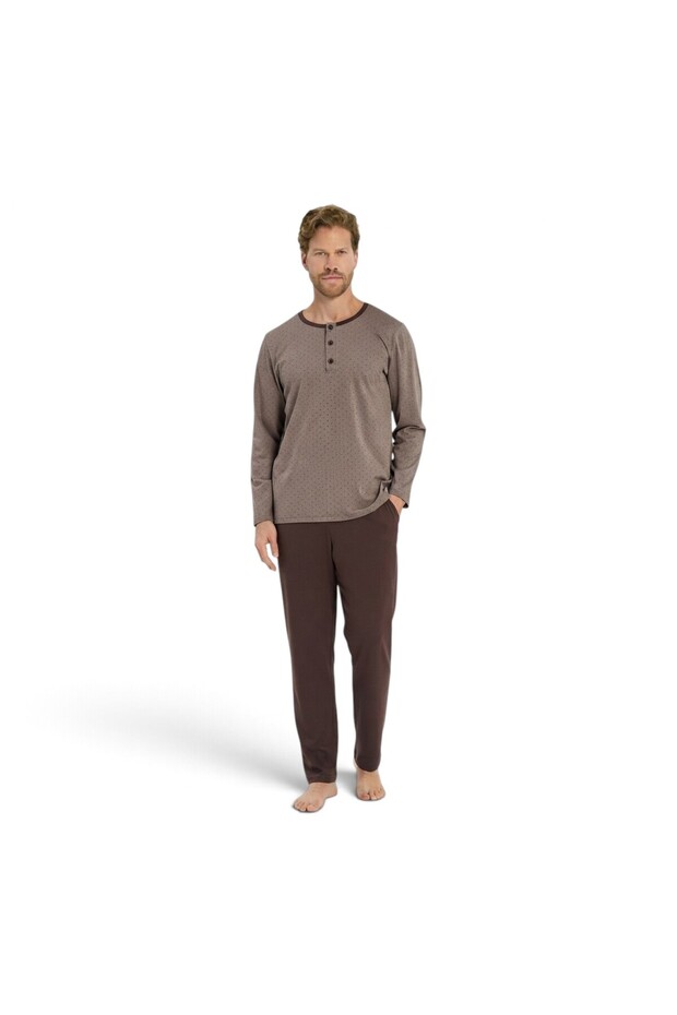 Men's 100% Cotton Long Sleeve Cotton Pajamas Set 2287