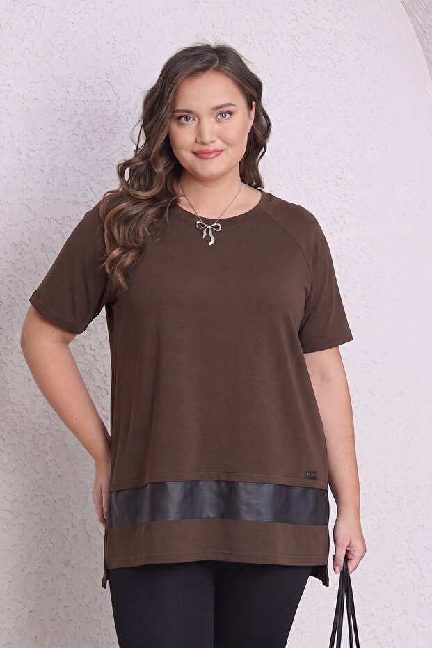 Modal Leather-Detail Bluz
