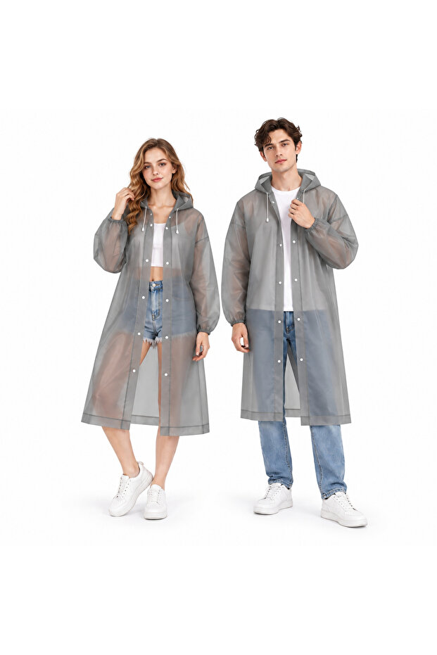 Unisex Hooded Long Raincoat Water-Resistant Lightweight Foldable Eva Rain Coat for Women Men with Snap Closure Design, Yk98