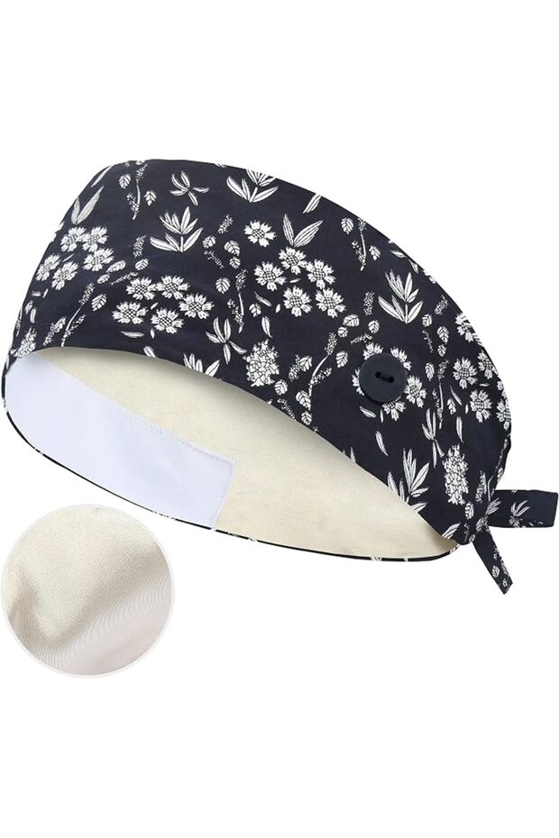 Adjustable Working Cap with Button, Satin-Lined Cotton Working Hat Sweatband One Size