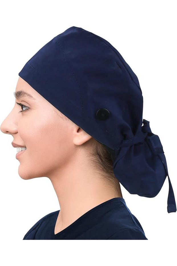 Adjustable Working Cap with Button, Satin-Lined Cotton Working Hat Sweatband One Size