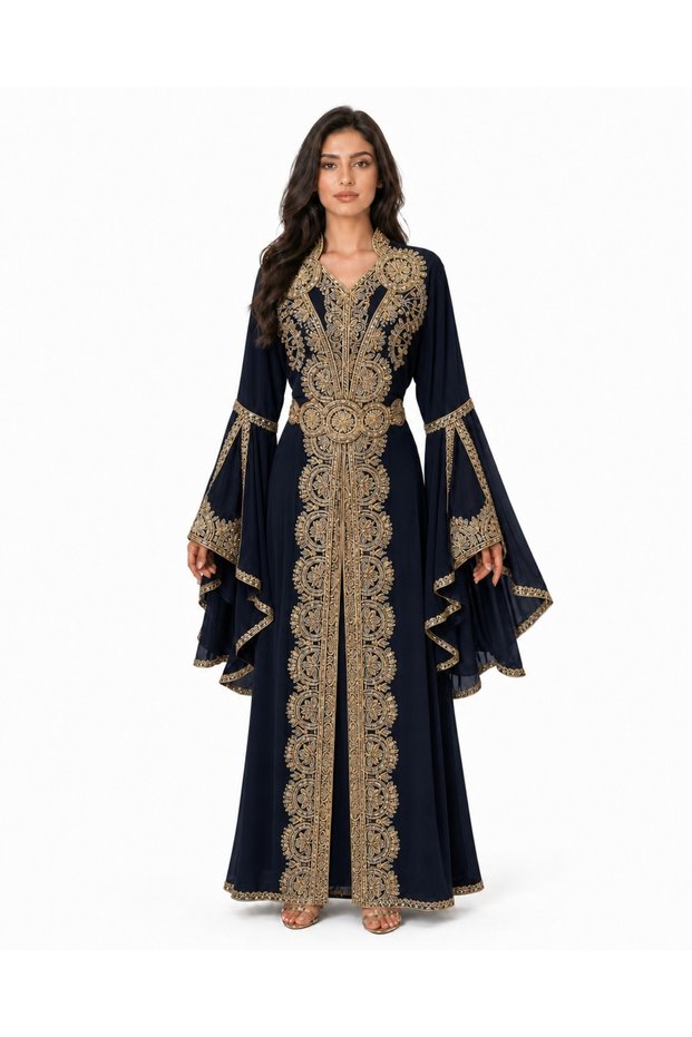 Ladies Long Caftan with Hand Work Stone and Beads Work Kaftan Model-02