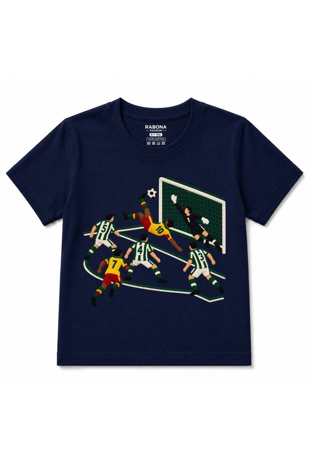 Yellow Red Röveşata – Green and White Children's T-Shirt with Anti-Defense Goal Design