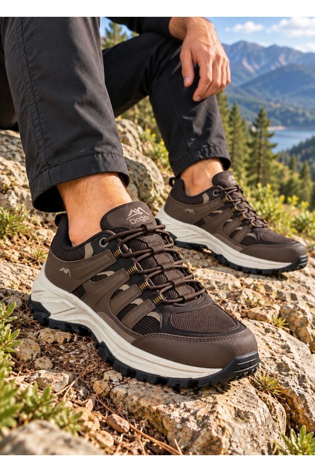 Palet 4394 Men's Brown Trekking Non-Slip Sole Lace-Up Casual Sports Shoes