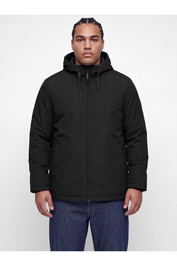Jack Jones Jcofusion Lock Jacket Pls Men's Black Plus Size Coat