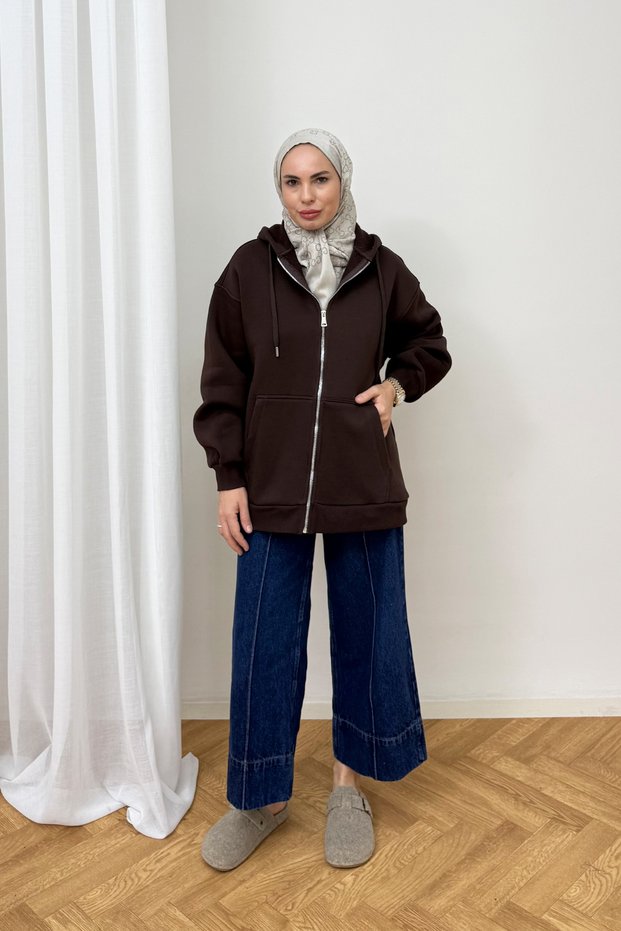 Hooded Shawl-Style Three-Thread Cardigan 93-395