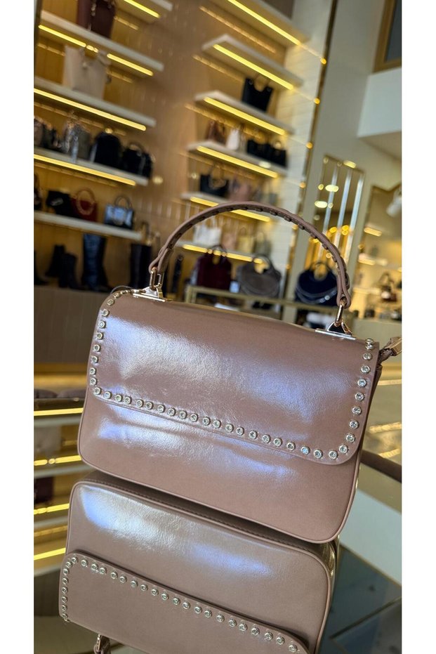 Imported Women's Stoned Simple Model Long Strap Bag 27411