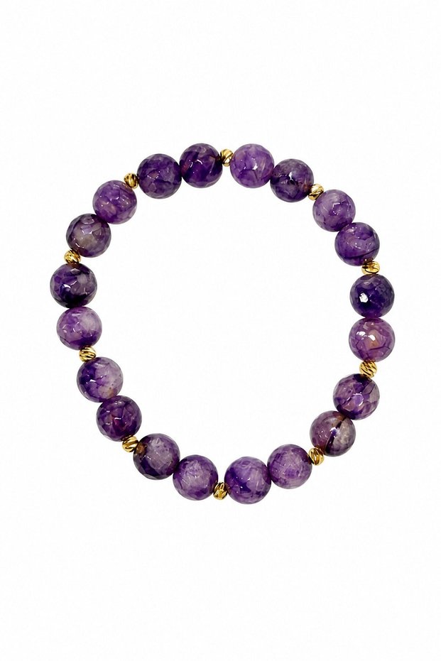 Natural stone bracelet (amethyst - round beads)