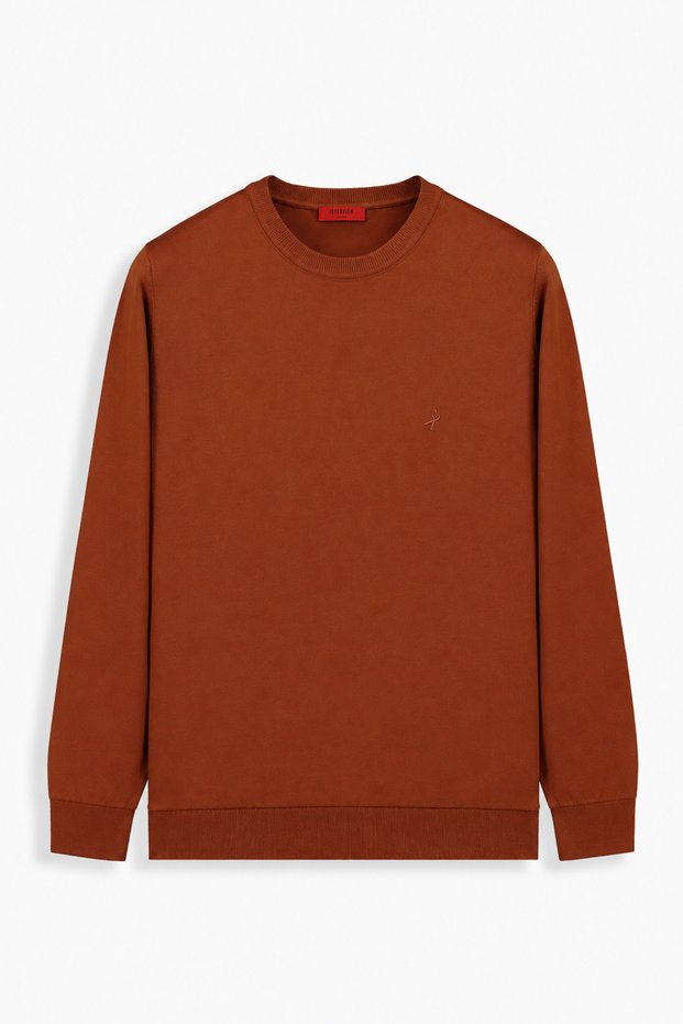 Interview Slim Fit Cotton Woven Fabric Crew Neck Sweater