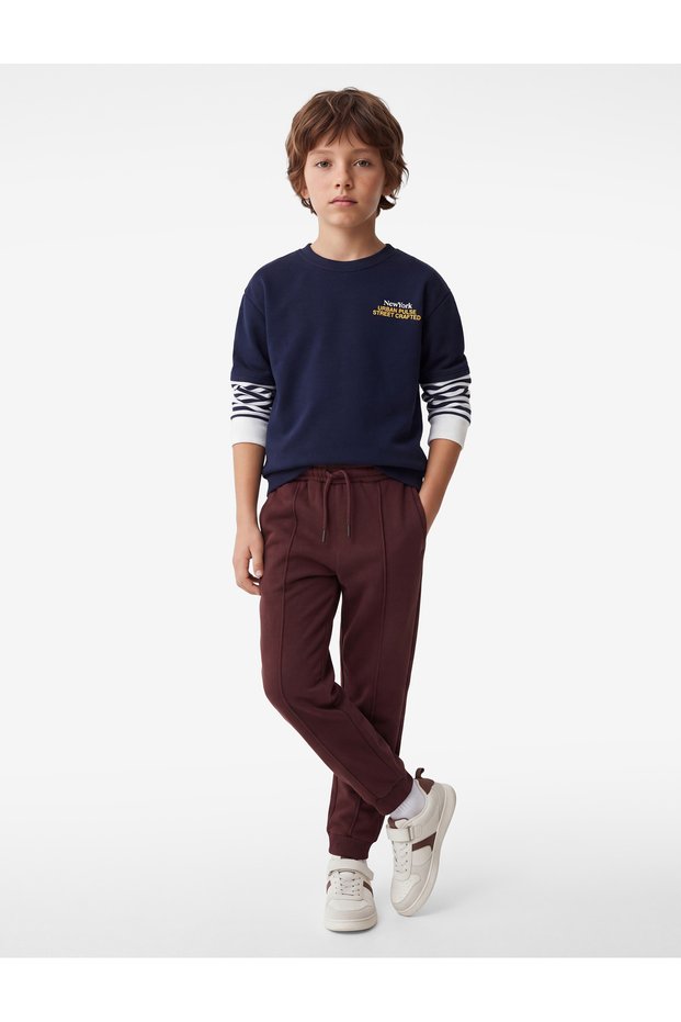 Fleece-Lined Jogger Sweatpants with Tie-Up Pockets