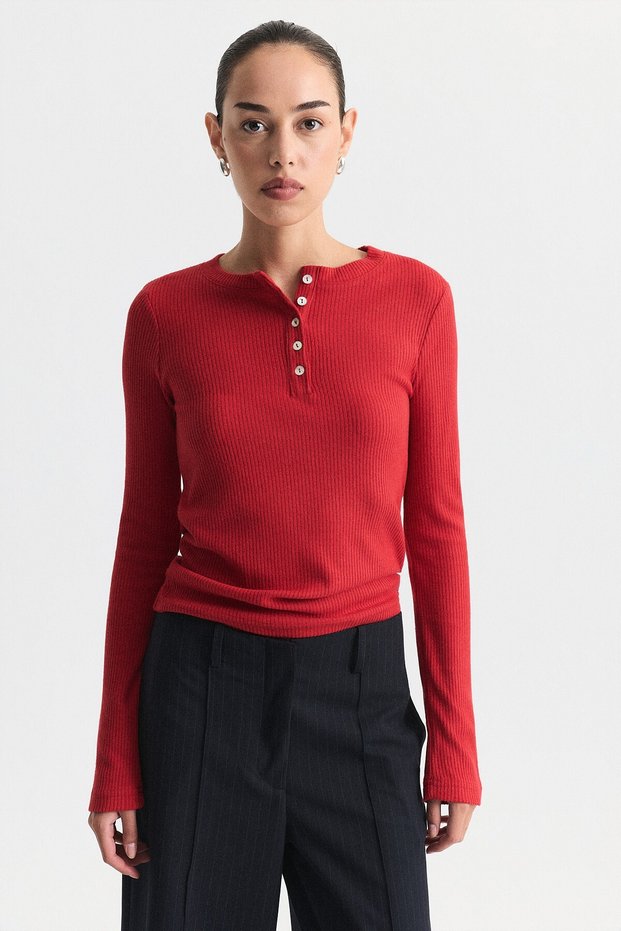Henley Knitwear T-Shirt