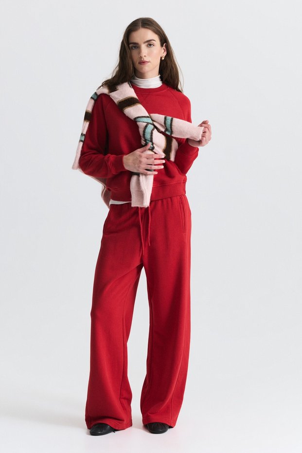 Crew Neck Sweatshirt and Wide Leg Pants Set