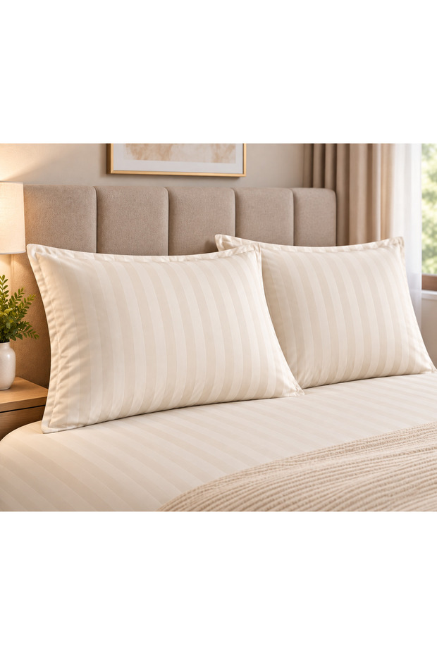 Cotton Ease Pillow case Set of 2 Pcs- 50×75 cm – Beige I 100% Premium Cotton I 250 Thread Count.