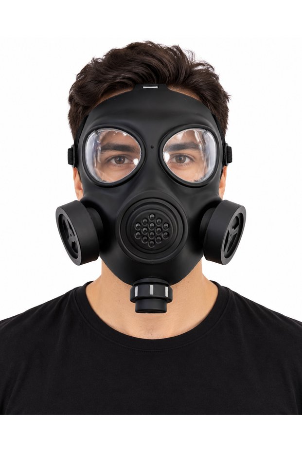 Black Gas Mask Lookalike Party Mask – Halloween Costume Accessory with Adjustable Elastic