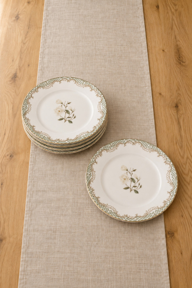 Set of Six Porcelain Cake Plates