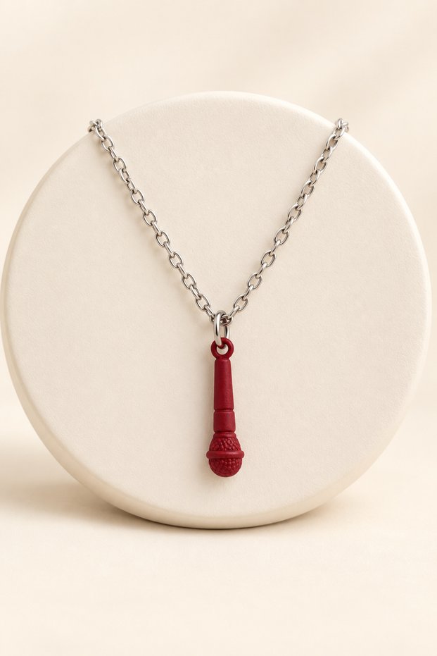 Colorful Necklace with Microphone Figure, Mixed Color Fun Design Chain Necklace