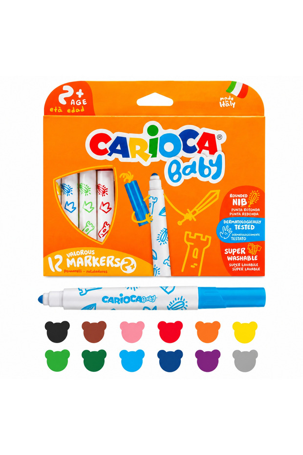 Baby Jumbo Felt Tip Pen Washable 12 Colors