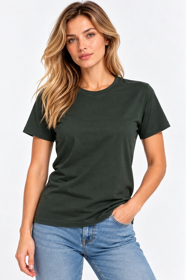Women's Regular Tshirt T-Shirt Full Size White Smoked Gray Khaki Red Black Stone