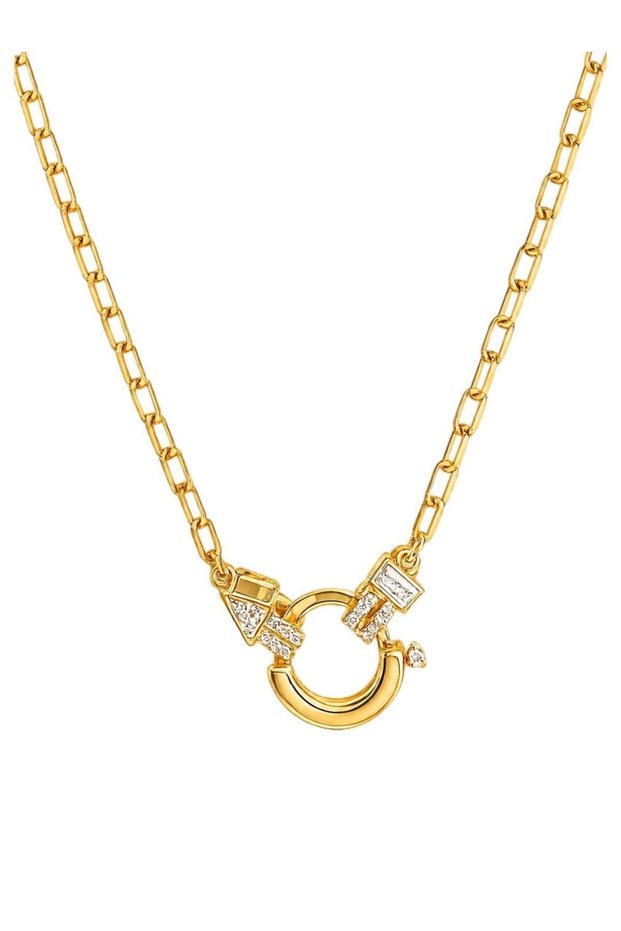 Claré Stone Lock Necklace-White