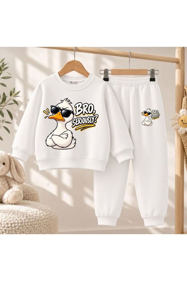 Team Sweatshirt Bro Duck Printed Girls Boys Crew Neck