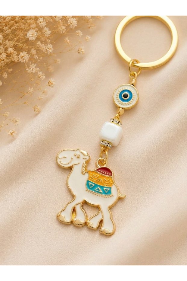 White Camel Metal Keychain, Lucky Keychain, Metal Evil Eye Keychain Bag Accessory