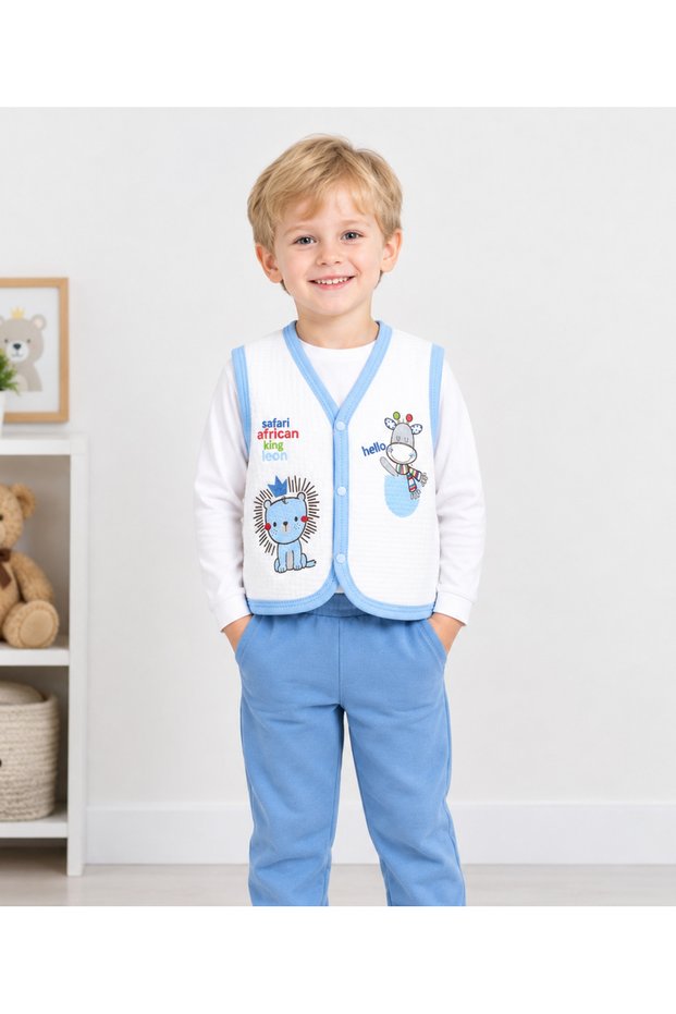 Cute Lion and Giraffe Printed Quilted Children's Vest