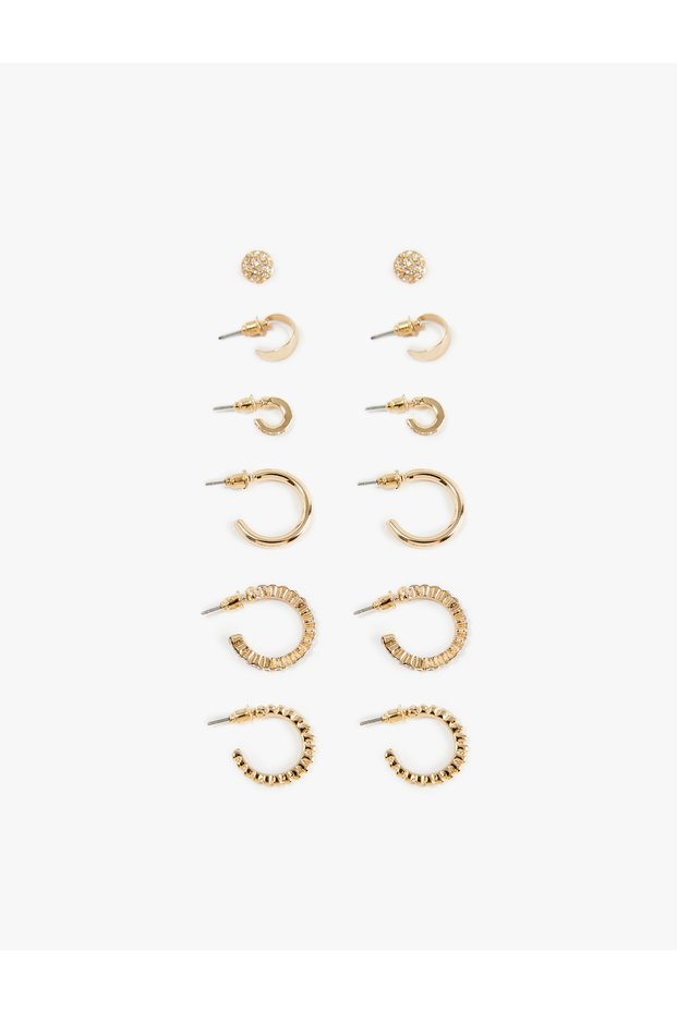 Steel Mixed Stone 6-Piece Earring Set