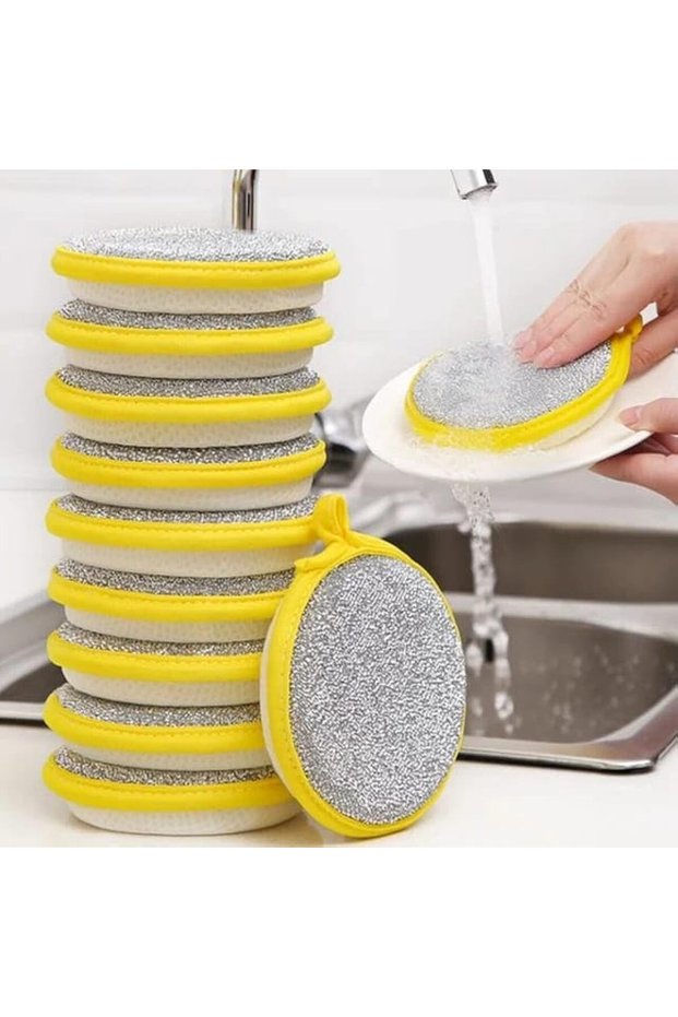 10 PCS Double Sided Kitchen Dishwashing Scrub Sponges,Non-Scratch Scouring Pads