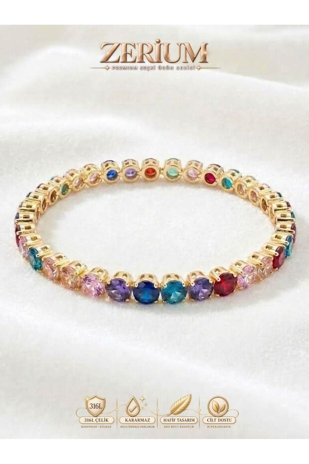 Women's Quality Steel Handcuff Bracelet Gold Color Crystal Stone Oval Design