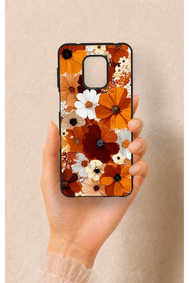 Redmi Note 9 Pro 9S Compatible Autumn Tone Floral Pattern Silicone Case