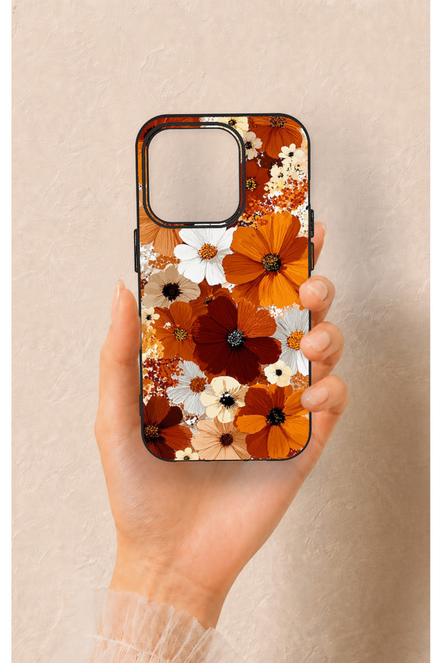 iPhone 15 Pro Compatible Autumn Tone Floral Pattern Silicone Case