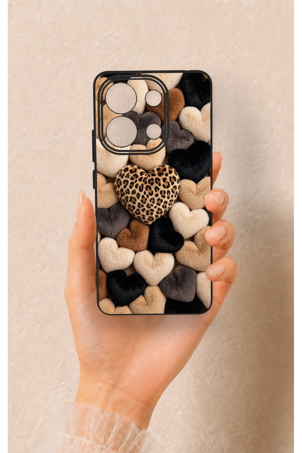 Redmi Note 13 4g Compatible Heart Fur Pillow Pattern Silicone Case