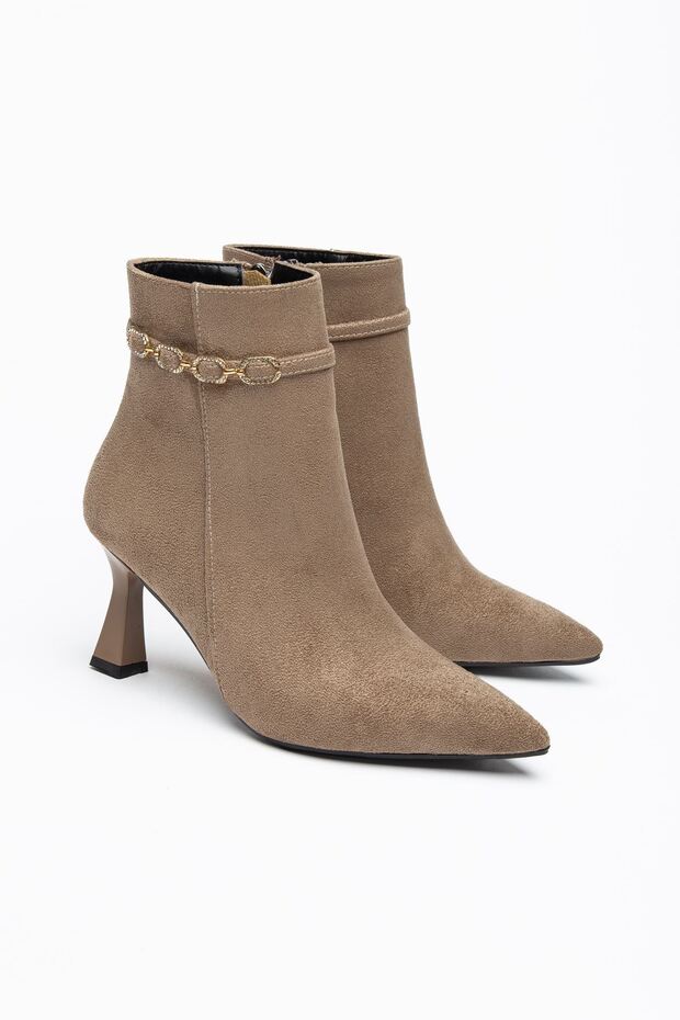 Zigas Women's Mink Suede Buckle Thin Heeled Pointed Toe Boots