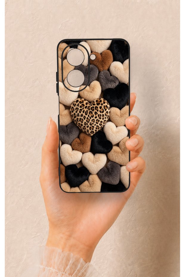 Redmi A5 Compatible Heart Fur Pillow Patterned Silicone Case