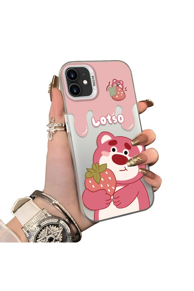 iPhone 12 Pro Compatible Silicone Edge Hard Back Case Lotso Patterned Lovers Couple Phone Case