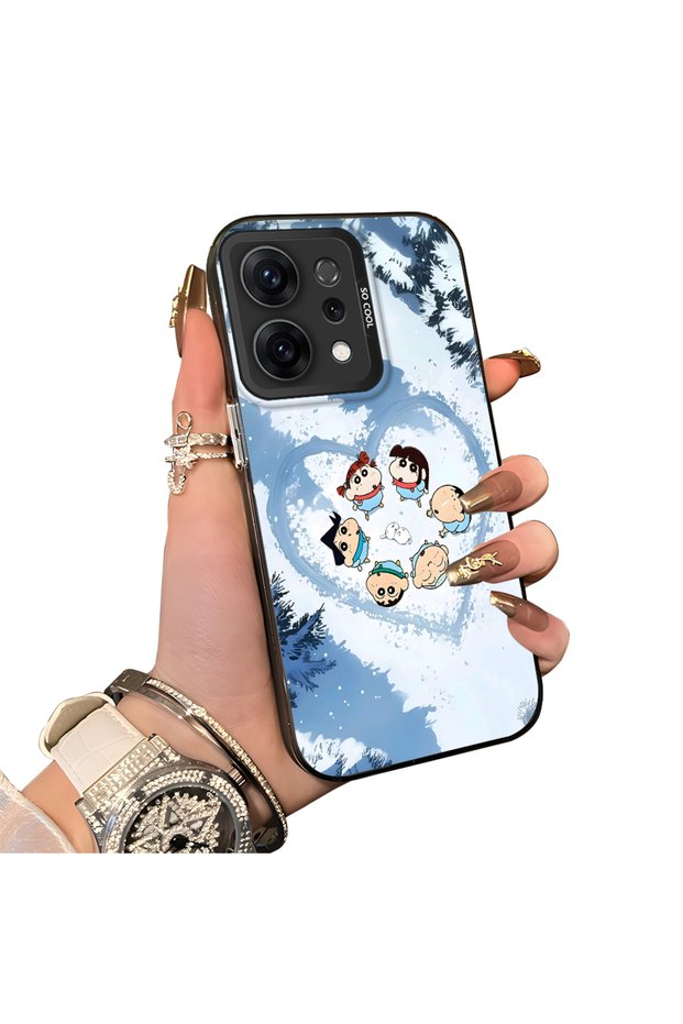 Oppo Reno 14 5g Compatible Silicone Edge Hard Back Case Anime Pattern Couple Phone Case