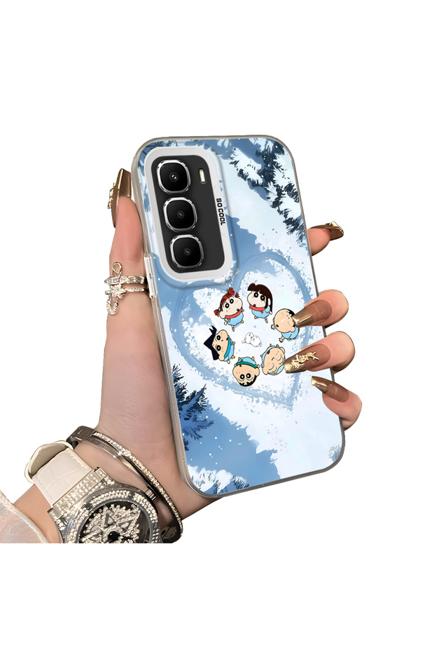 Infinix Hot 60 Pro Plus Compatible Silicone Edge Hard Back Case Anime Pattern Couple Phone Case