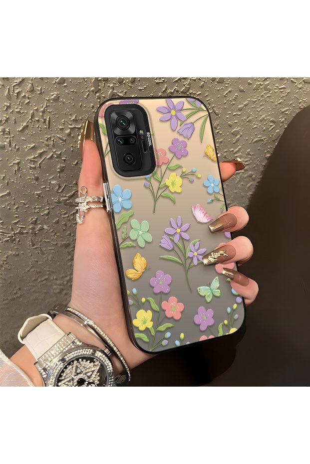 Redmi Note 10 Pro Compatible Colorful Flower and Butterfly Case, Shock Absorbing Structure, Matte Texture