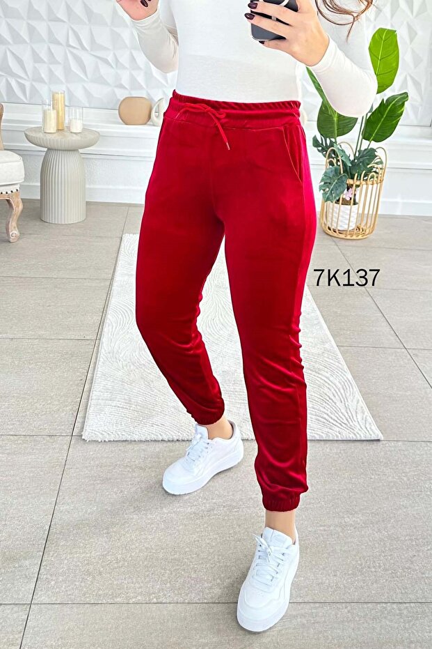 Velvet Trousers with Elastic Cuffs 7K137