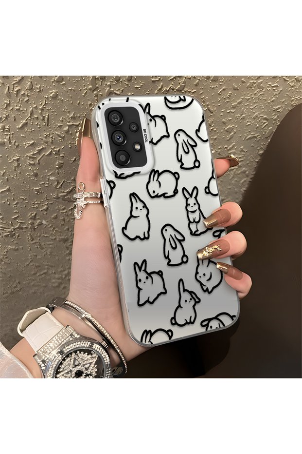 Samsung Galaxy A73 Compatible Children's Style Cute Rabbit Case, Comprehensive Protection, Responsive Keys