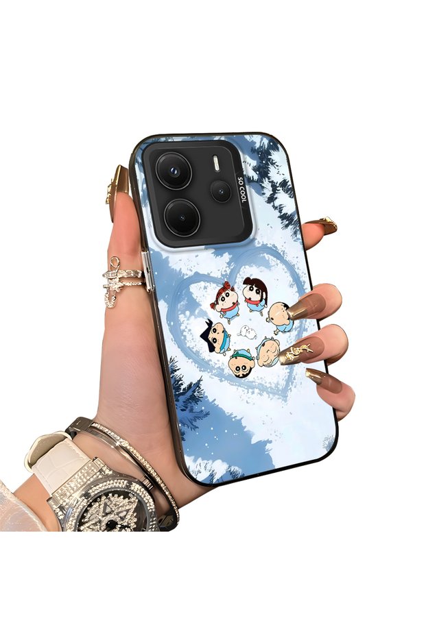 Redmi Note 14 Compatible Silicone Edge Hard Back Case Anime Pattern Couple Phone Case