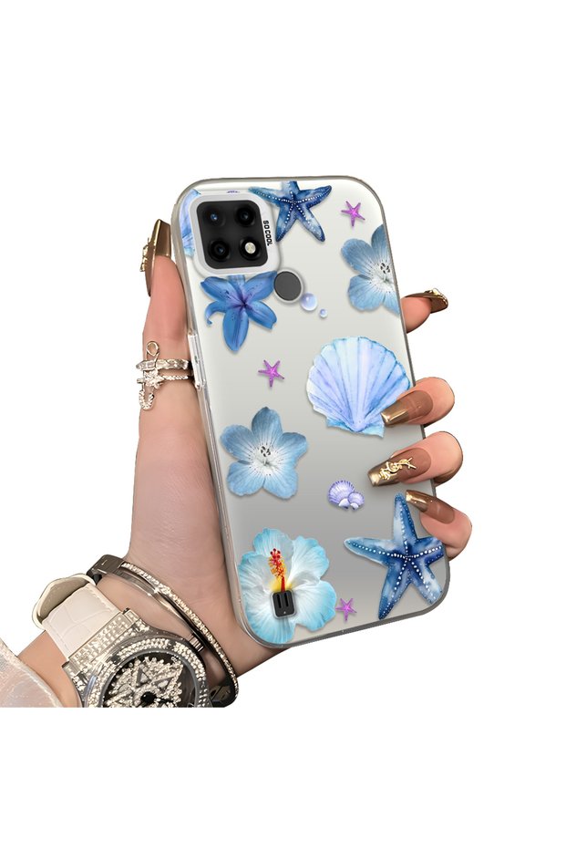 Realme C21 Compatible Silicone Edge Hard Back Case Sea Star Patterned Phone Case
