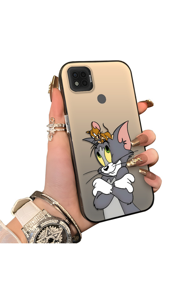 Poco C31 Compatible Silicone Edge Hard Back Case Mouse Pattern Couple Phone Case