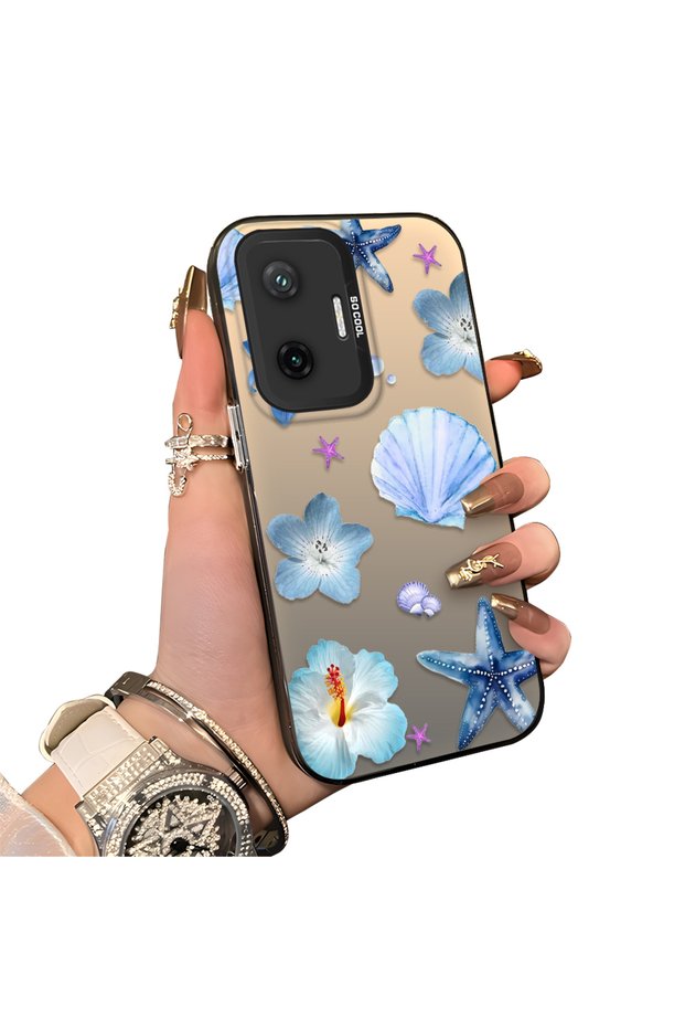 Poco F7 5g Compatible Silicone Edge Hard Back Case Sea Star Pattern Phone Case