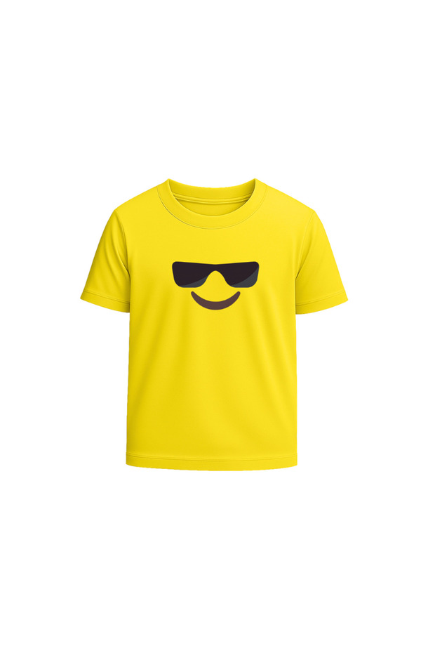 Adult Unisex Yellow Emoji T-shirt - Round Neck Short Sleeve Cotton Tee - Soft and Comfortable Wear
