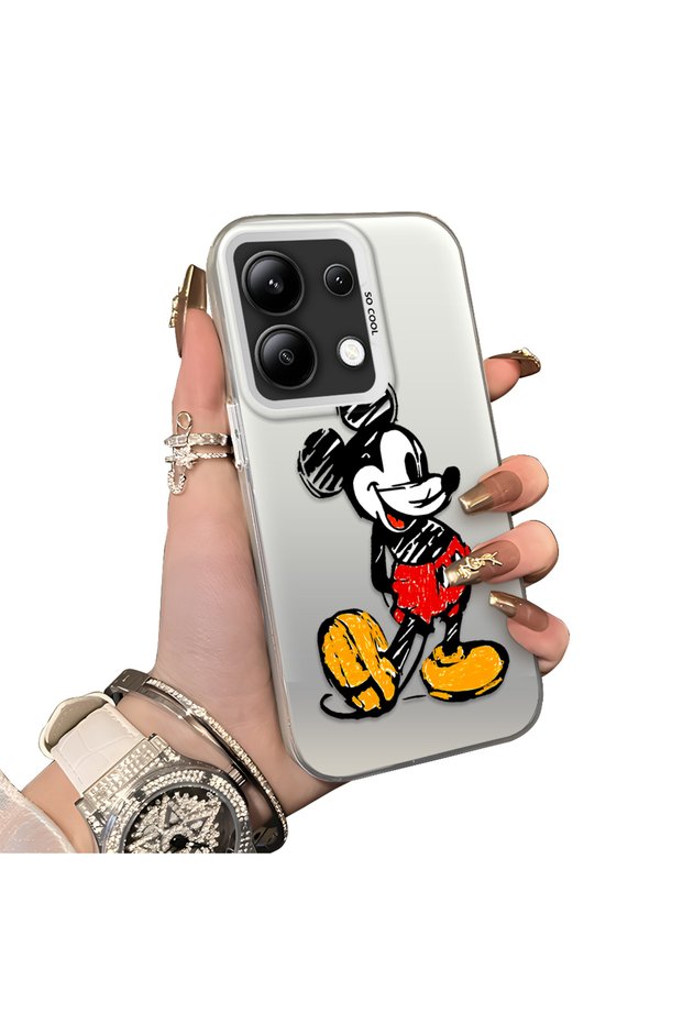 For Redmi Note 13 4g Compatible Silicone Edge Hard Back Case Mickey Patterned Couple Phone Case