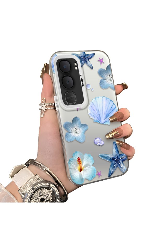 Vivo Y31 5g Compatible Silicone Edge Hard Back Case Sea Star Pattern Phone Case